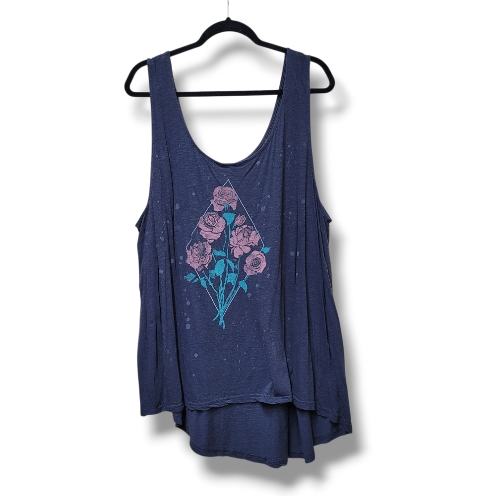 Torrid Plus Size 4, Distressed Floral Hi-Lo Tank Top